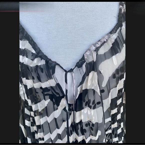 Hale Bob Accordion Pleats Tunic Boho Trapeze Dress Flare Sleeves Animal Print - Picture 12 of 14